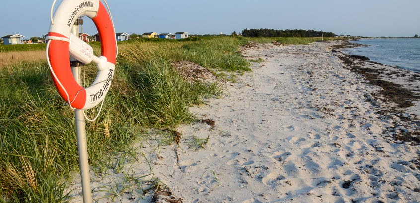 Bilden visar en strand i Skåne